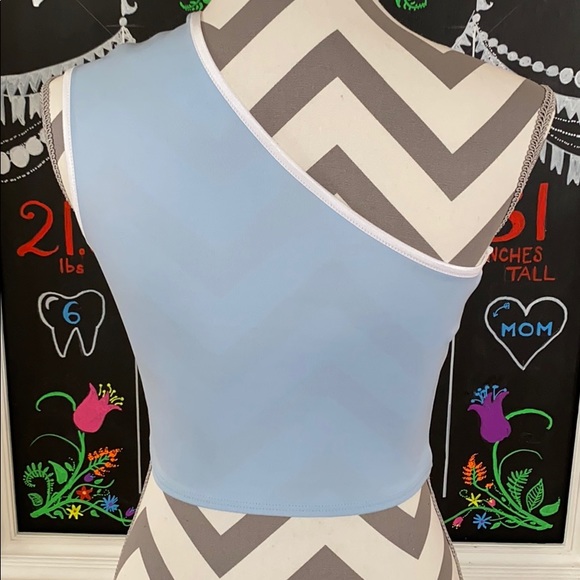 LAST ONE! Sky Blue One Shoulder Crop Top - Picture 7 of 7